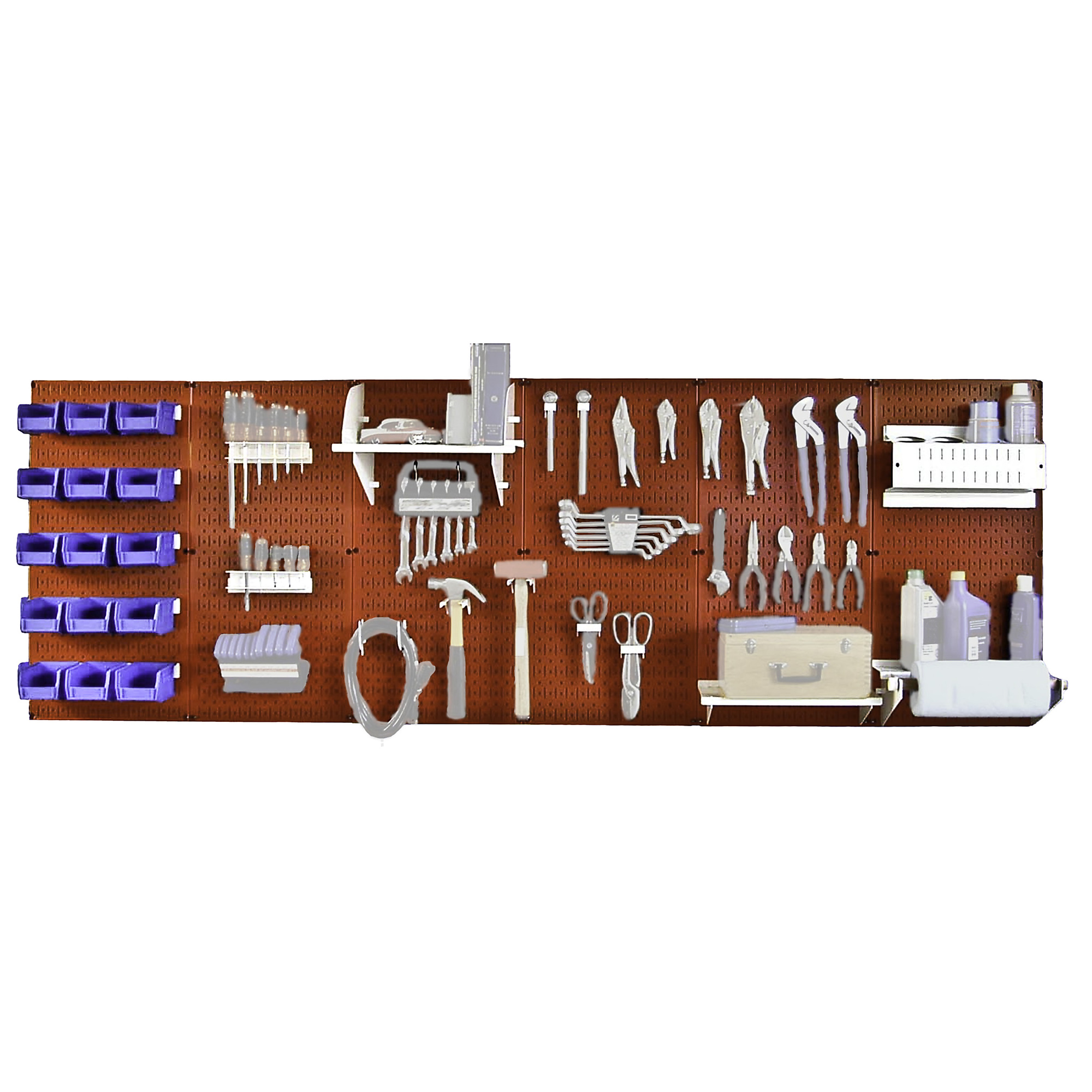 Wall Control Industrial Metal Pegboard Workbench Kit — 8ft., Red Toolboard, White Accessories, Model# 35IWRK-800-RW